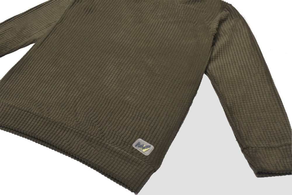 Boys' Dark Brown Thermal Cotton Ribbed Knit Sweater | Classic Crewneck Pullover for Winter in Pakistan
