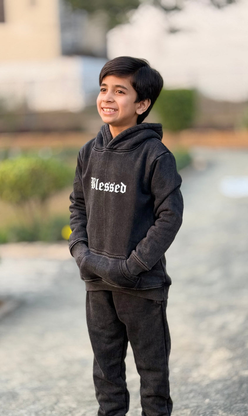 Stylish Boys Acid Wash Fleece Tracksuit (4-12 Years) | Premium Kids Winter Collection