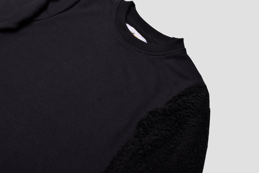 Boys' Black Cotton Sweater with Fleece Sleeve | Fleece Crewneck Pullover for Winter in Pakistan