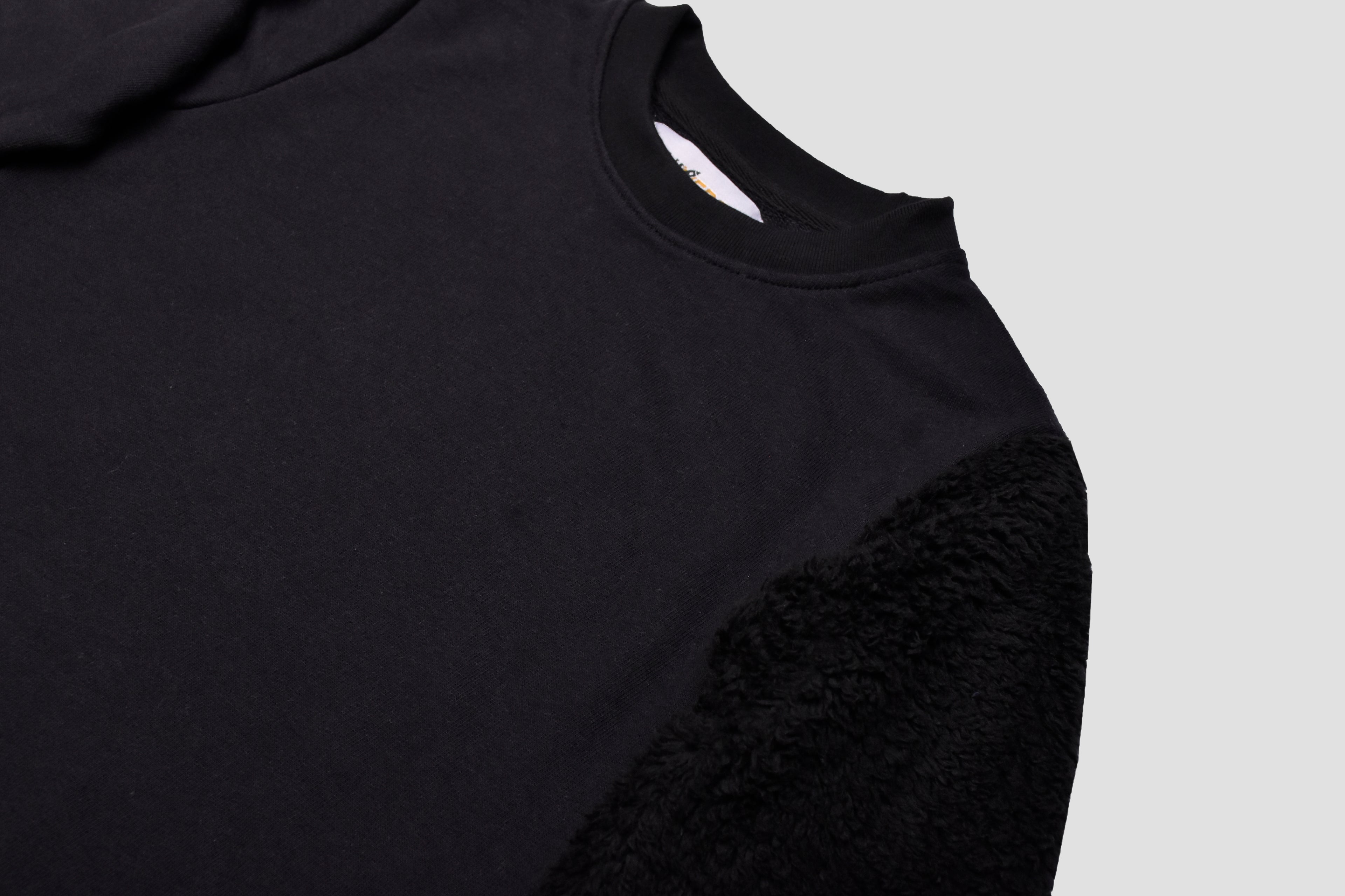 Boys' Black Cotton Sweater with Fleece Sleeve | Fleece Crewneck Pullover for Winter in Pakistan